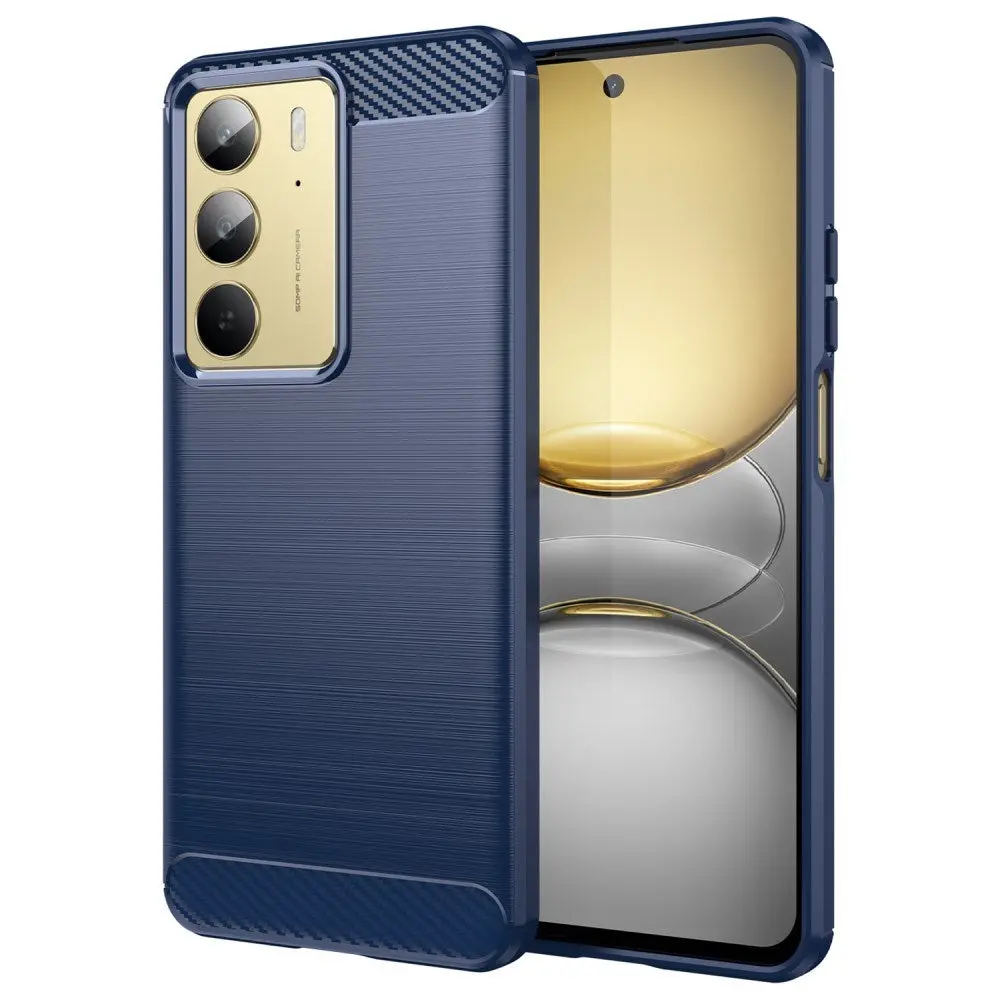 EIDERWOOD Realme C75 Brushed Carbon Fiber Fleksibelt Plast Deksel - Blå