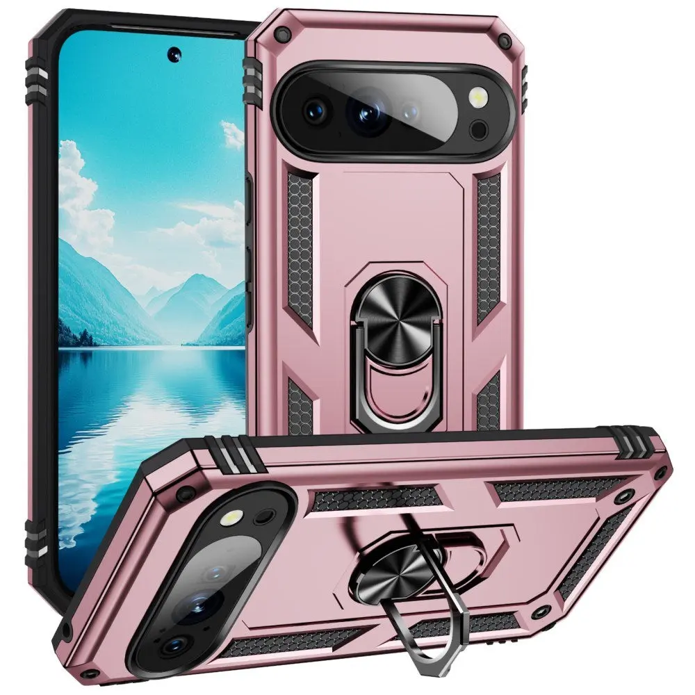 EIDERWOOD Google Pixel 10 / 10 Pro Håndverkerdeksel med 360 Graders Roterbar Støtte - Rose Gold