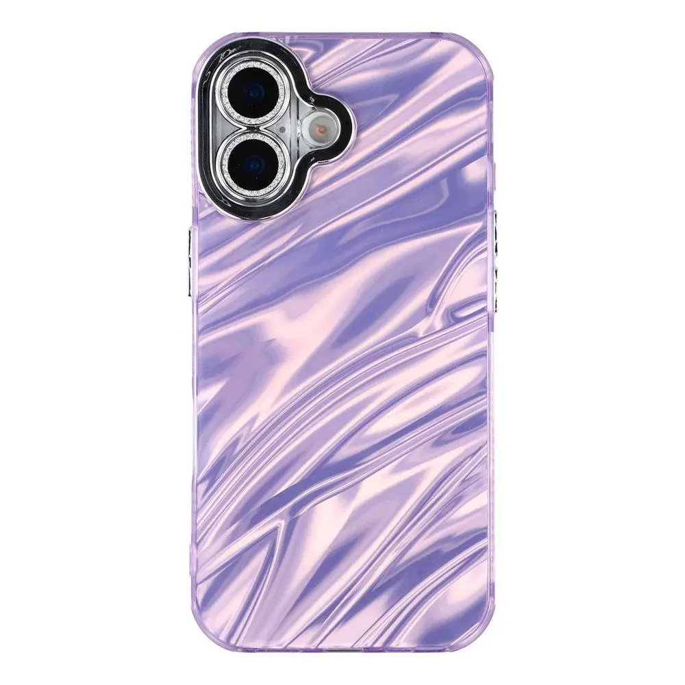 EIDERWOOD iPhone 17 Hybrid Plast Deksel m. Innebygd Kameralinsebeskyttelse - Bølget Mønster / Lilla
