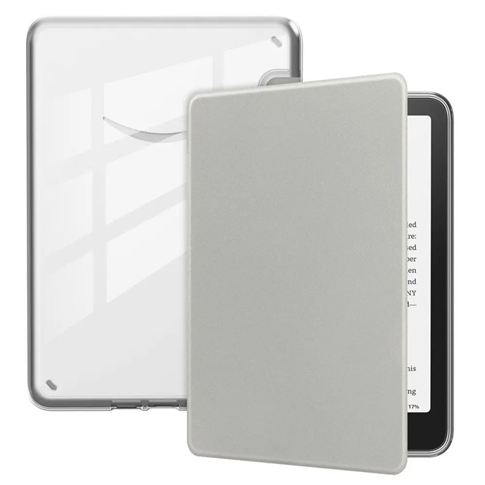 EIDERWOOD Amazon Kindle Paperwhite (2024) Kunstskinn Flip Deksel - Gjennomsiktig / Grå