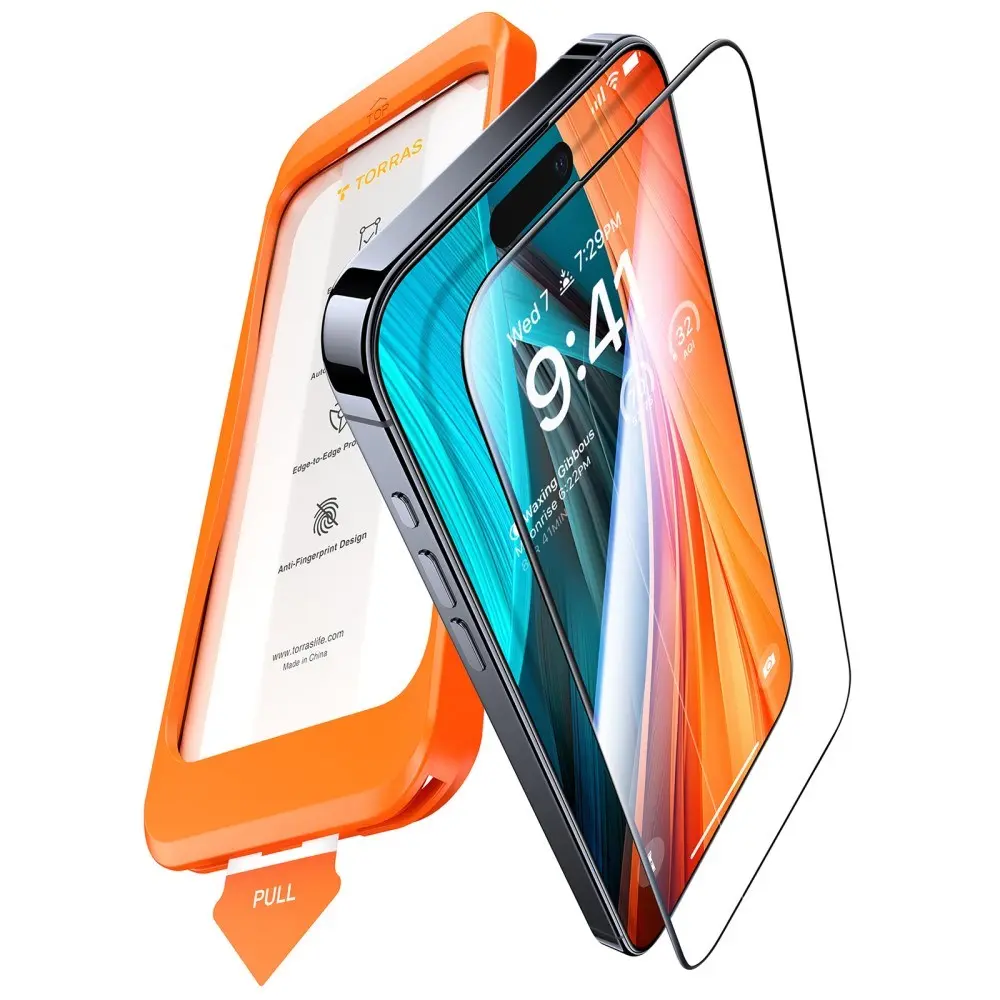 TORRAS iPhone 16 Pro Full Fit Herdet Skjermbeskyttelsesglass - Gjennomsiktig