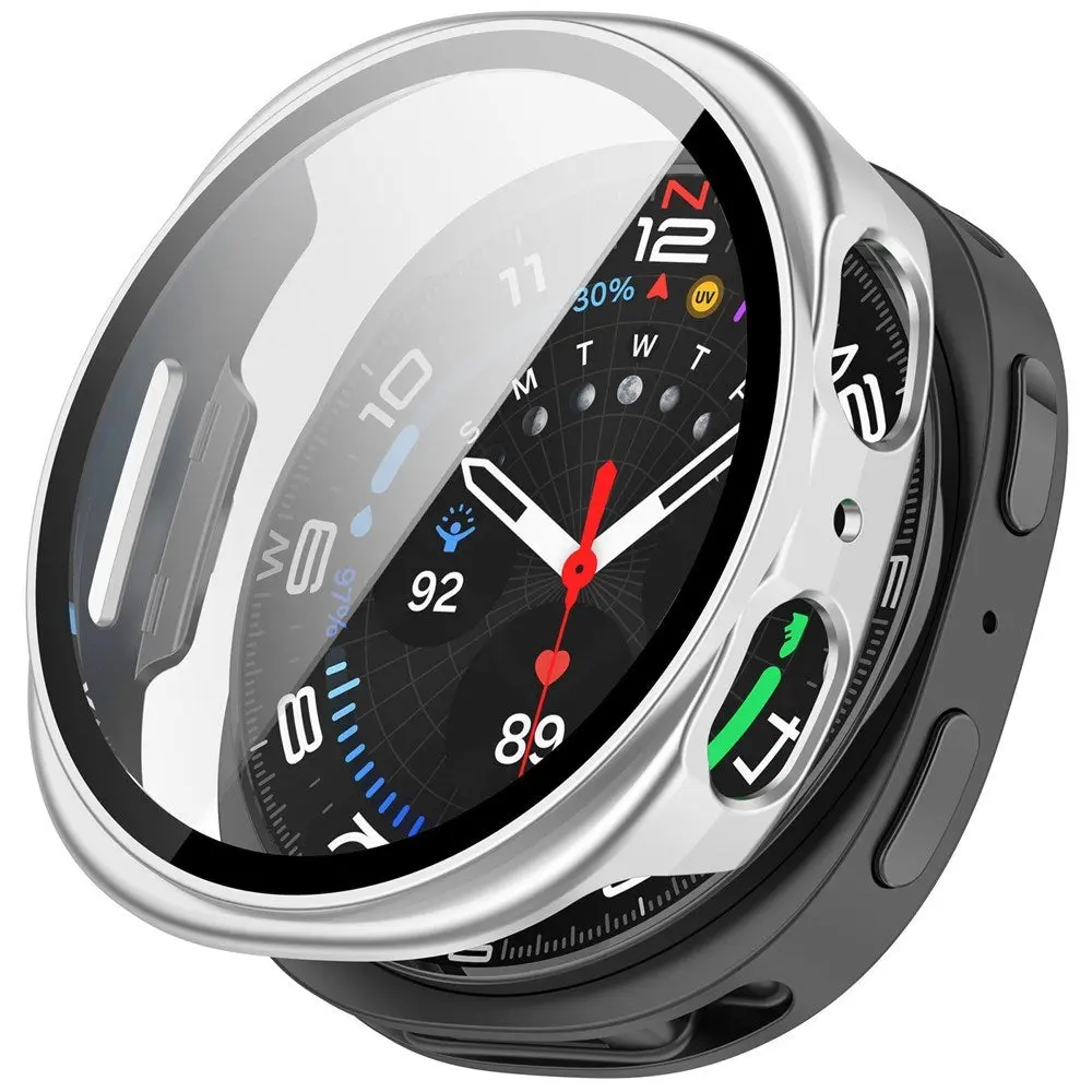 Samsung Galaxy Watch 8 (40 mm) Hard Plast Deksel med Skjermbeskytter - Matt Sølv