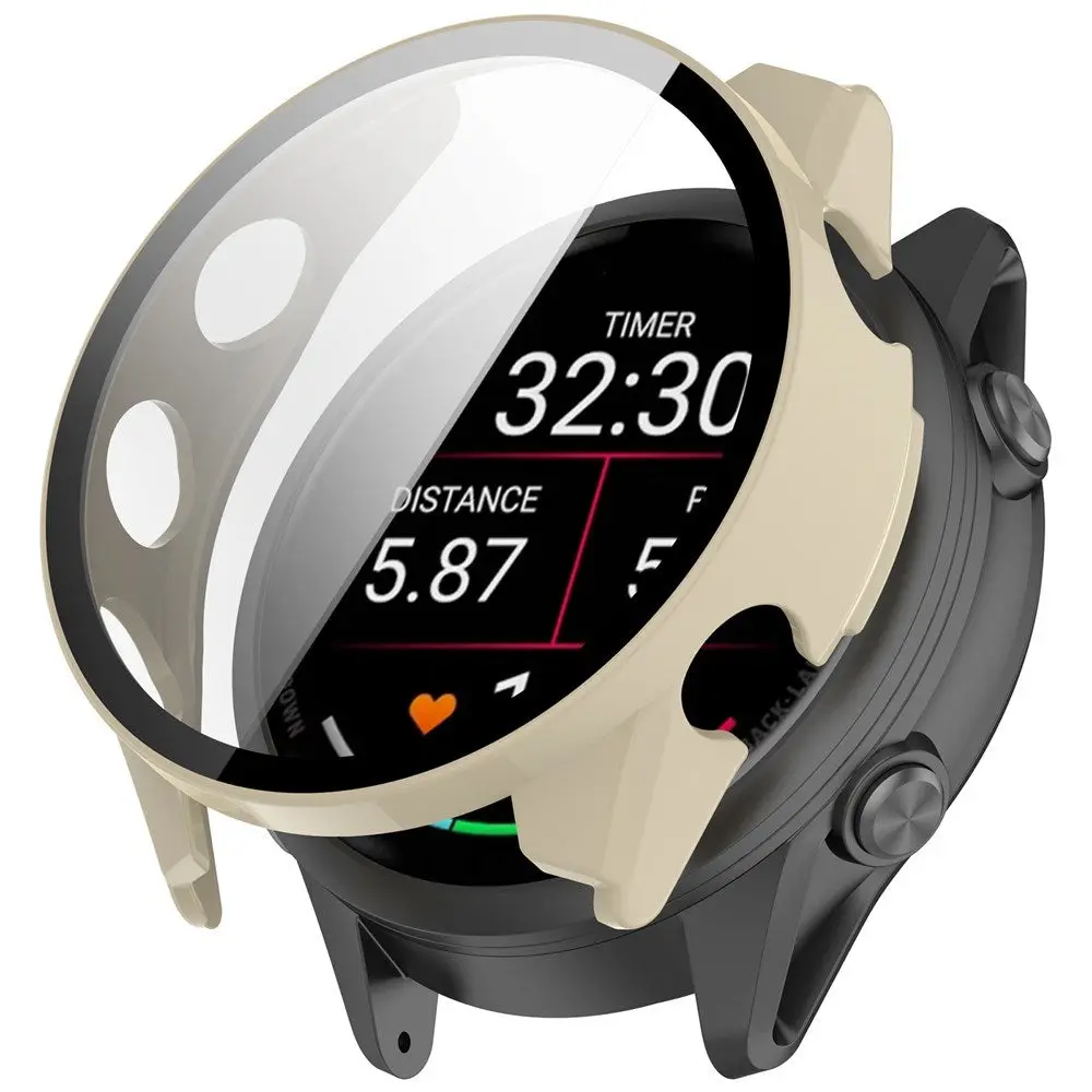 Garmin Forerunner 970 Deksel med Skjermbeskytter i Herdet Glass - Hvit