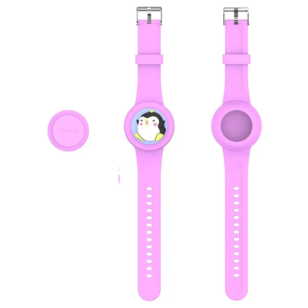 Apple AirTag 1. & 2. Gen. Silikonrem med 3D-Design – Rosa / Pingvin