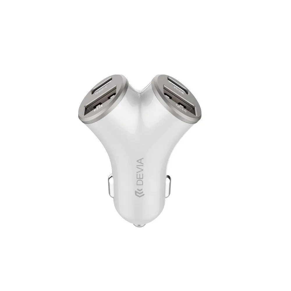 Devia Y-Formet Billader 48W 2 x USB-C 2 x USB-A - Sølv