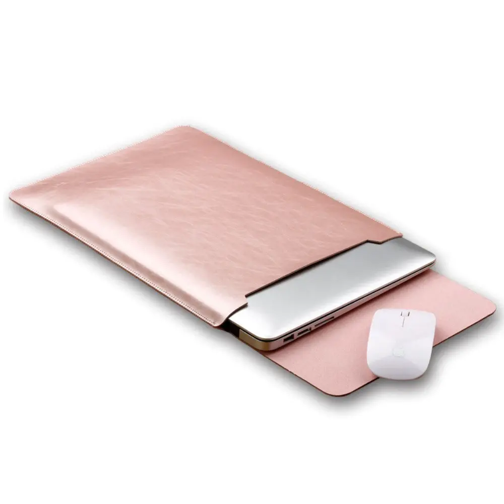 SOYAN MacBook / Laptop 12" (30cm x 22cm x 3mm) Skinn Sleeve m. Musematte - Rosa Gull