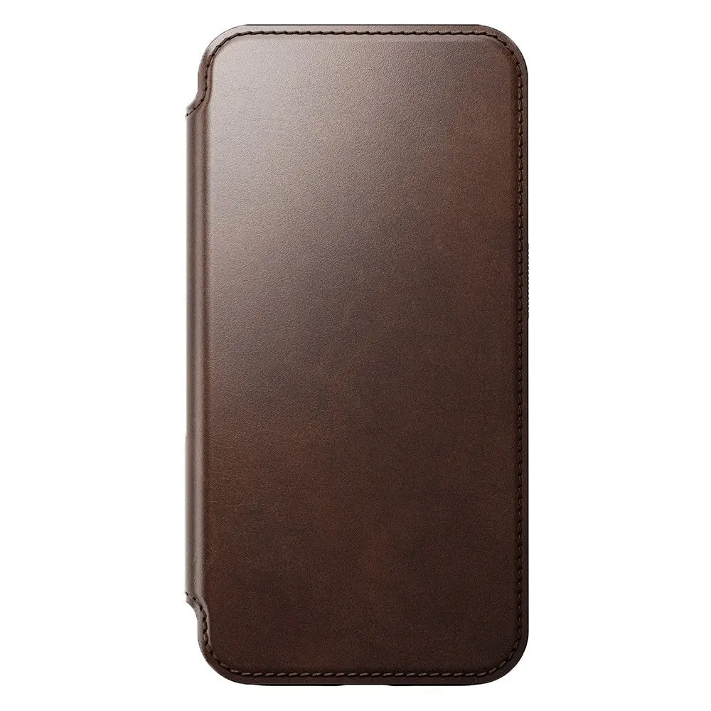 iPhone 15 Pro Nomad Modern Horween Leather Folio Deksel - MagSafe Kompatibel - Brun