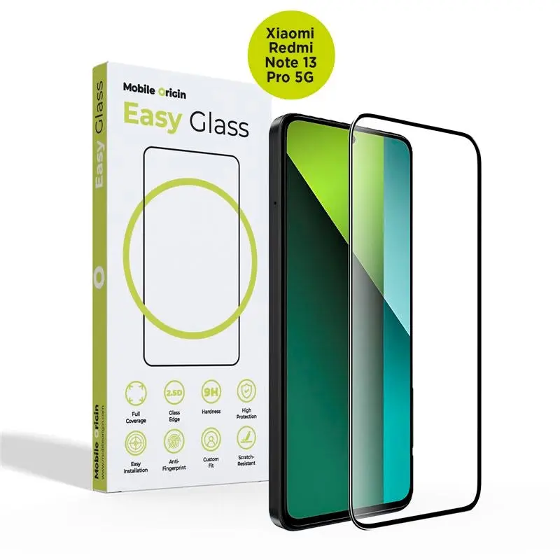Xiaomi Redmi Note 13 Pro (5G) Mobile Origin EasyGlass Skjermbeskytter - Gjennomsiktig / Svart Kant
