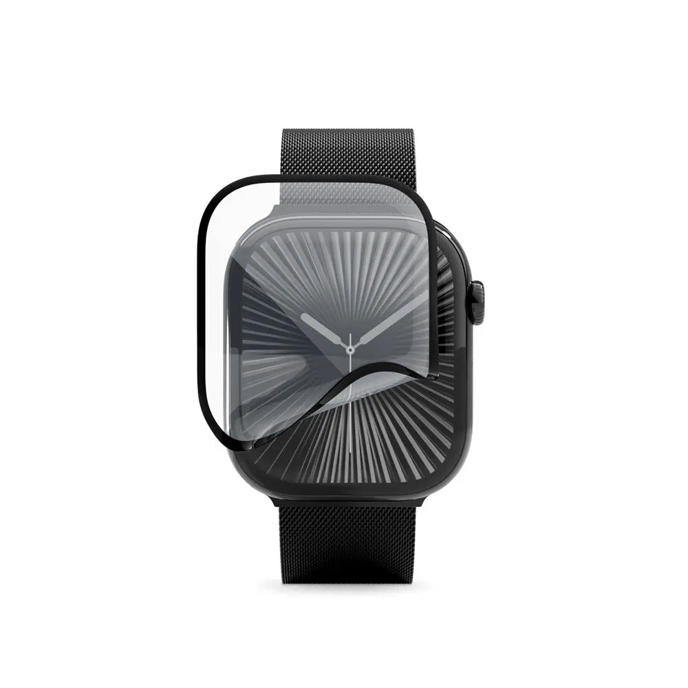 Apple Watch 11 / 10 (46mm) Epico 3D+ Flexiglass m. Installasjonsramme - Gjennomsiktig / Svart Kant