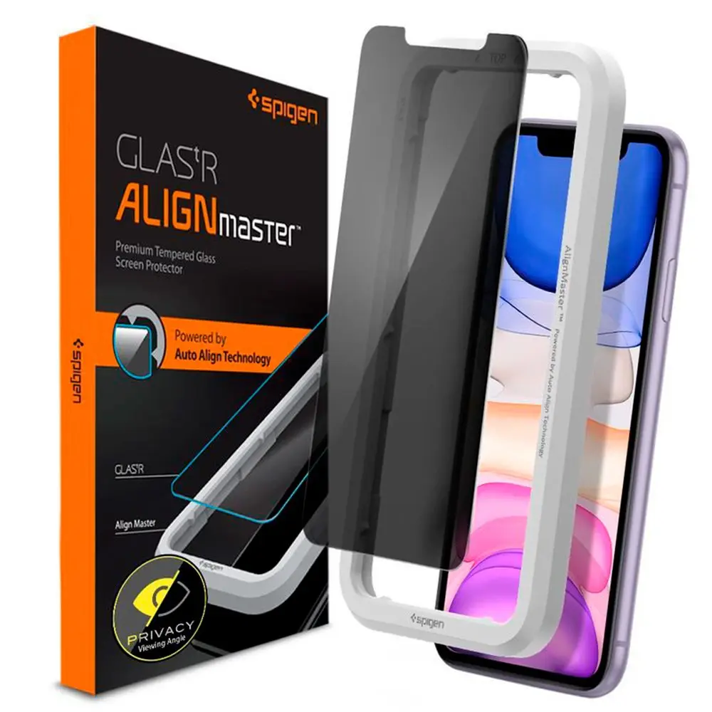 iPhone 11 Spigen Alignmaster Glas.tR Skjermbeskytter - Privacy