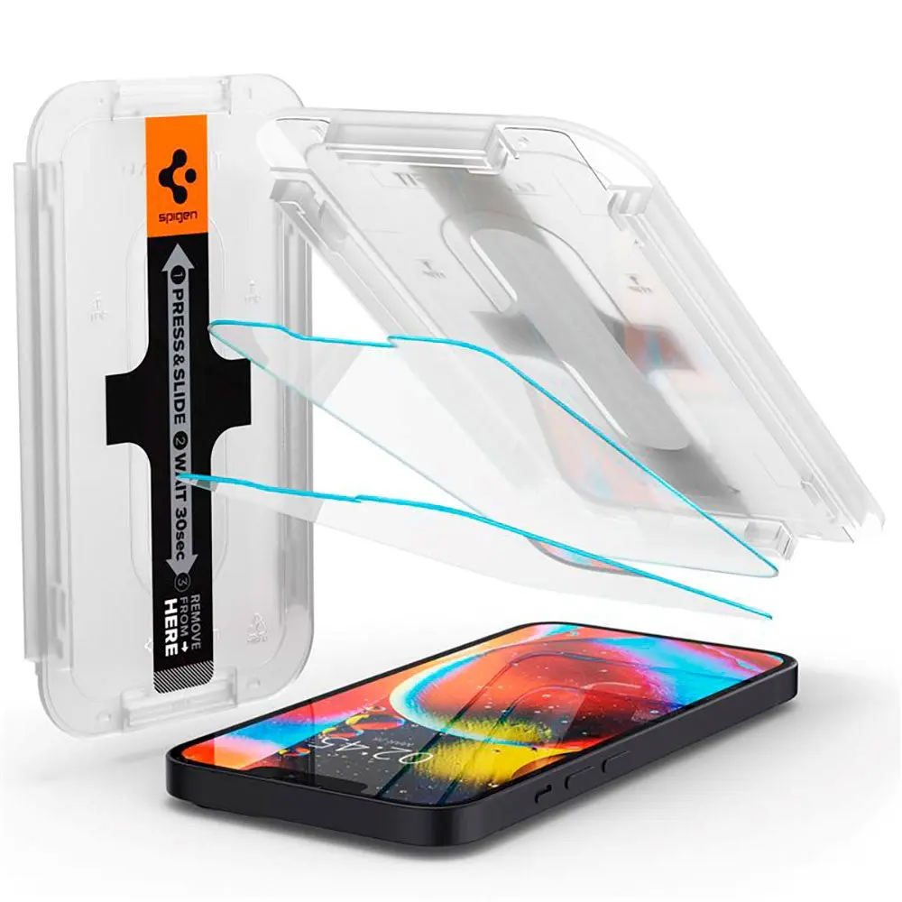 iPhone 13 Mini Spigen EZ Fit Glas.tR Skjermbeskytter 2. Stk - Case Friendly