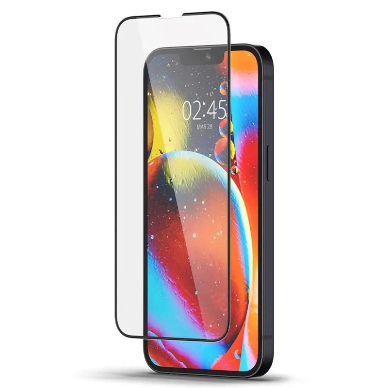 iPhone 13 Mini Spigen Skjermbeskyttelse - Gjennomsiktig / Svart Kant