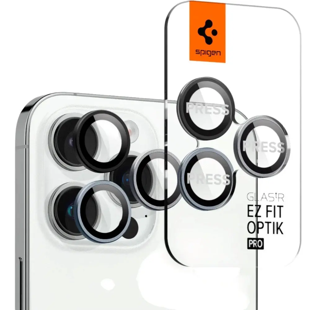 iPhone 17 Pro / 17 Pro Max / 16 Pro / 16 Pro Max / 15 Pro / 15 Pro Max / 14 Pro / 14 Pro Max Spigen Glass tR EZ Fit Optik Pro Kameralinsebeskyttelsesglass - 2 stk