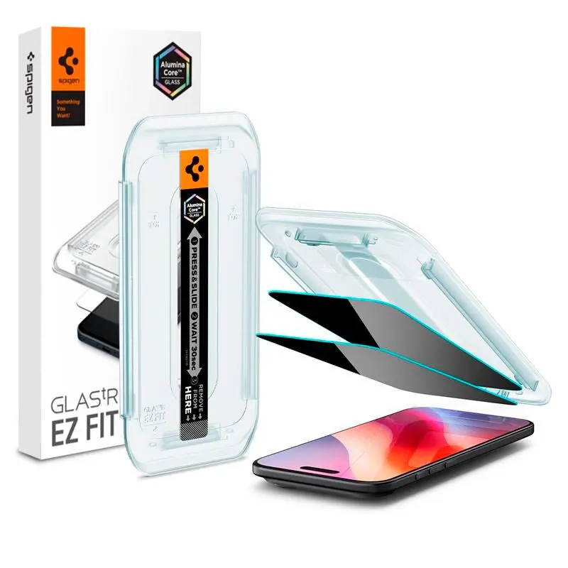iPhone Air Spigen Glass tR EZ Fit Skjermbeskyttelsesglass - Privacy Funksjon - 2 stk - Gjennomsiktig