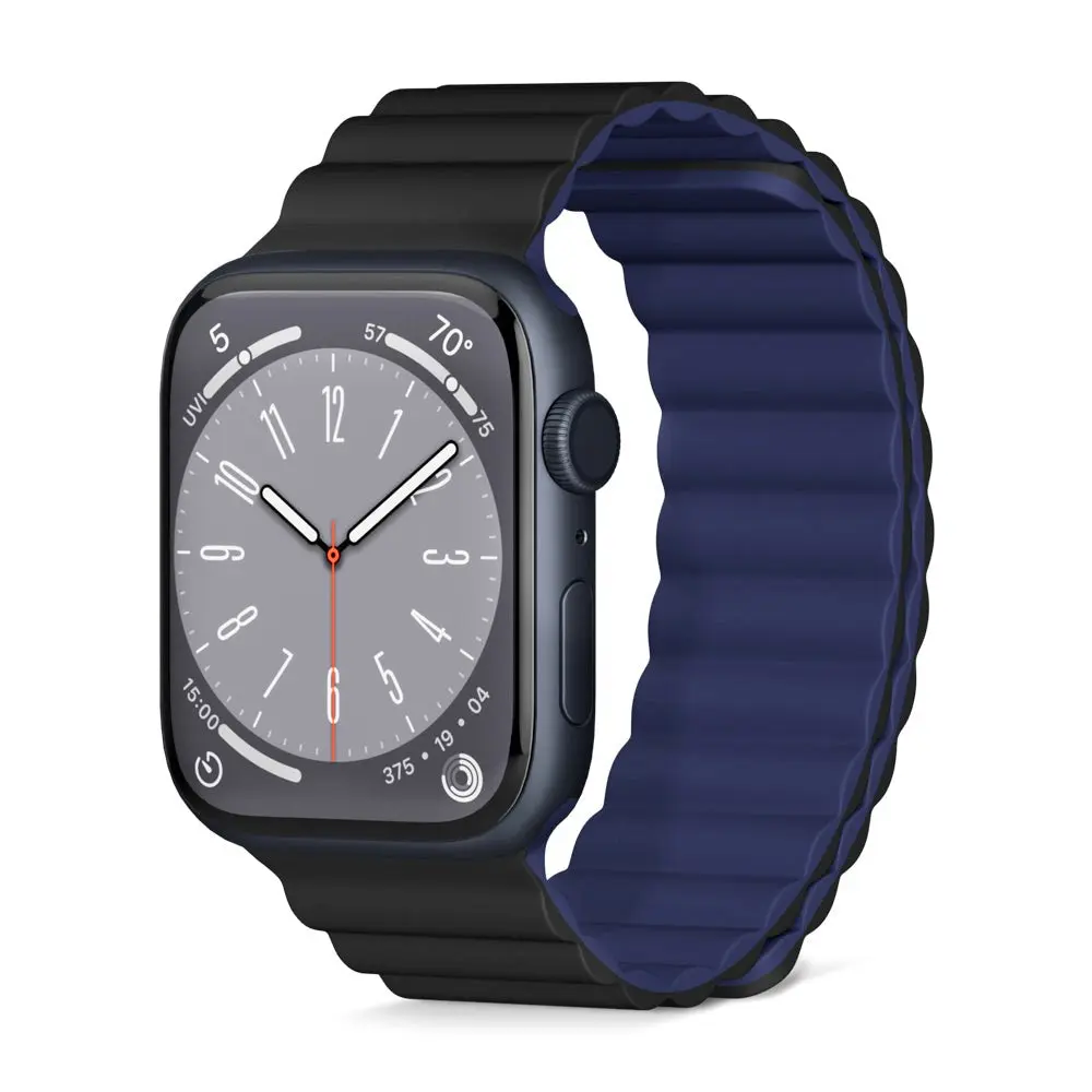 Apple Watch (38/40/SE/41/42mm) Epico Magnetisk Silikon Rem - Svart / Blå