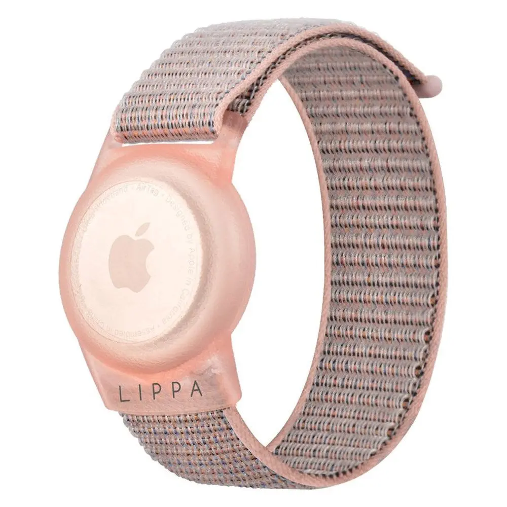 Lippa Justerbart Nylon Armbånd for AirTag 1. & 2. Gen. - Rosa