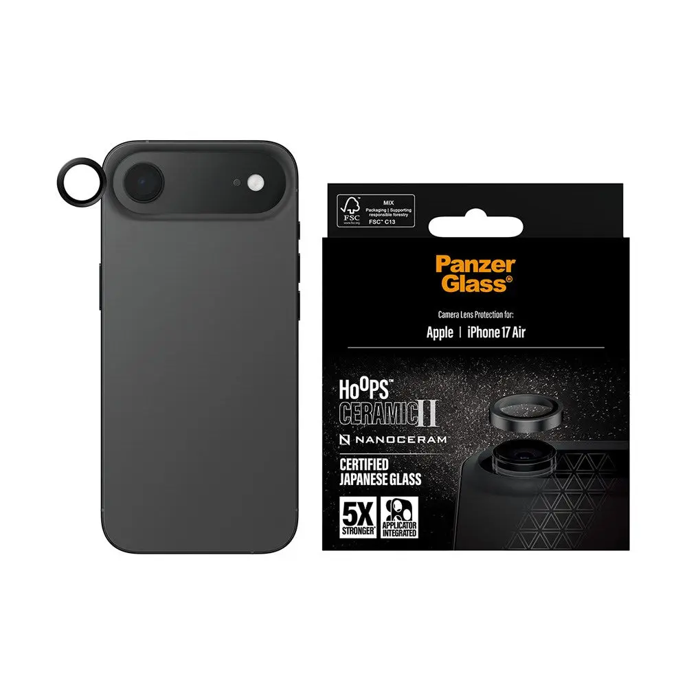 PanzerGlass iPhone Air Ceramic Hoops Kameralinsebeskyttelse med Monteringsramme - Svart