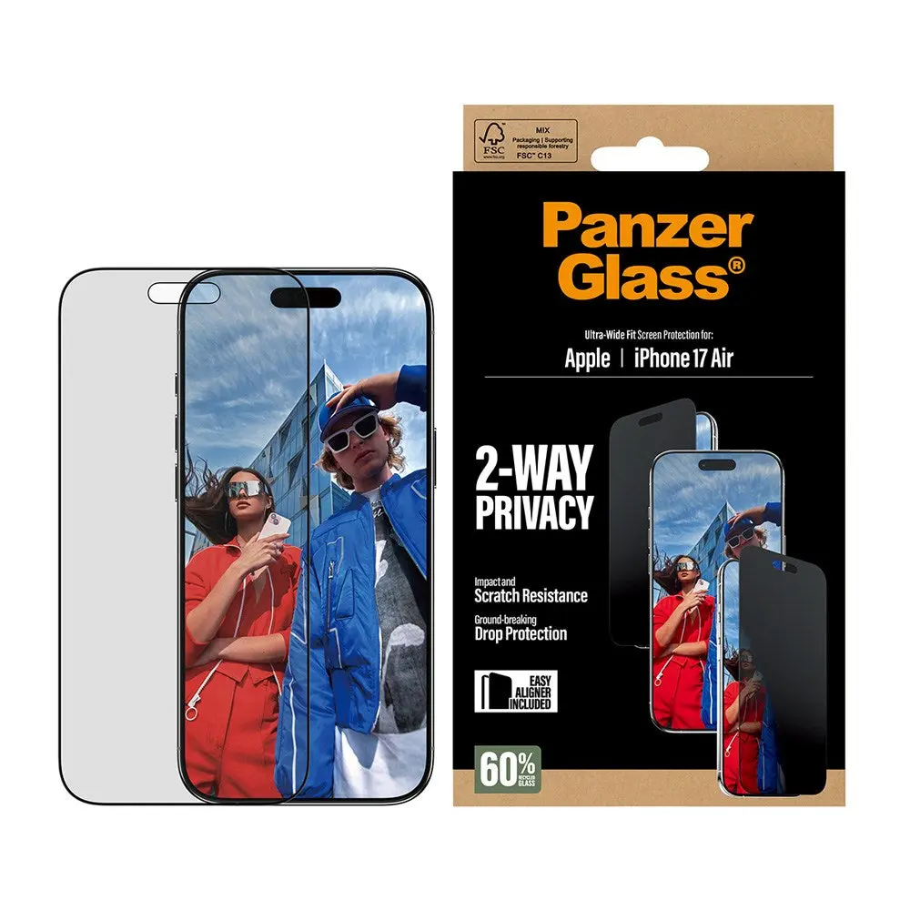 PanzerGlass iPhone Air 2-Way Privacy Skjermbeskyttelse - Ultra-Wide Fit