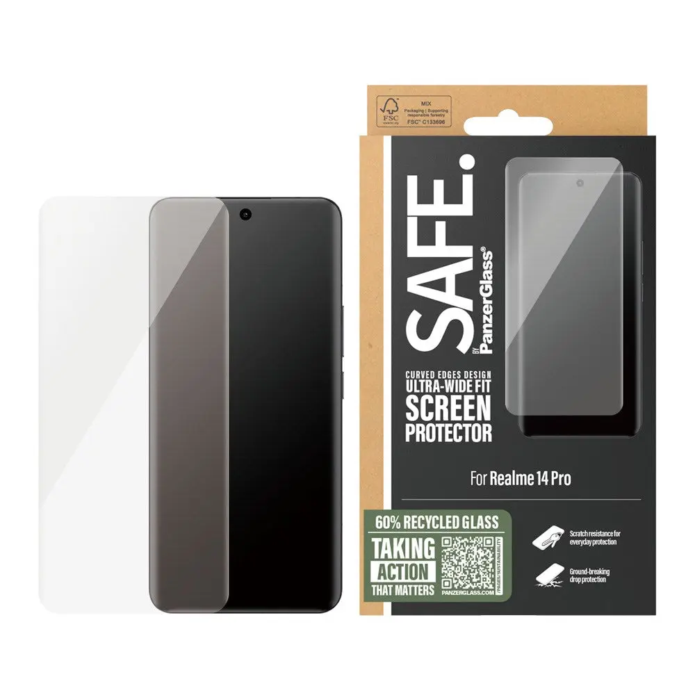 Realme 14 Pro SAFE by PanzerGlass Ultra-Wide Fit Skjermbeskyttelsesglass - Gjennomsiktig