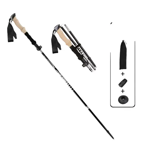 Ultralett sammenleggbar spaserstokk - 5 seksjoner 33-125 cm Black