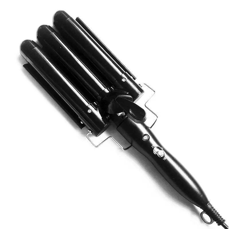 Tre-kammer curling tang med varmebeskyttelse og to temperaturinnstillinger Black 20mm
