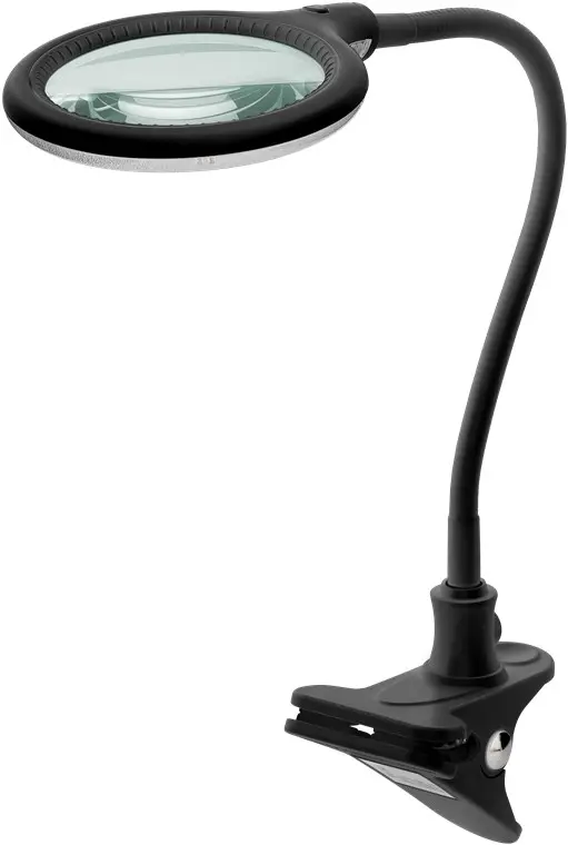 LED forstørrelseslampe med klemme, 6 W, sort