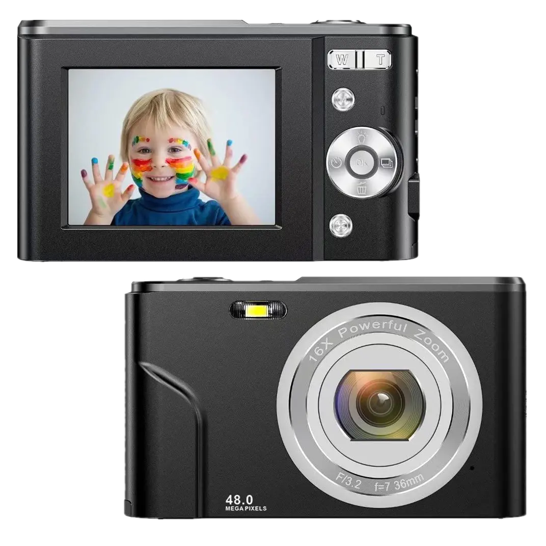 Digitalkamera 1080P, 48 megapiksler, 16x zoom Black