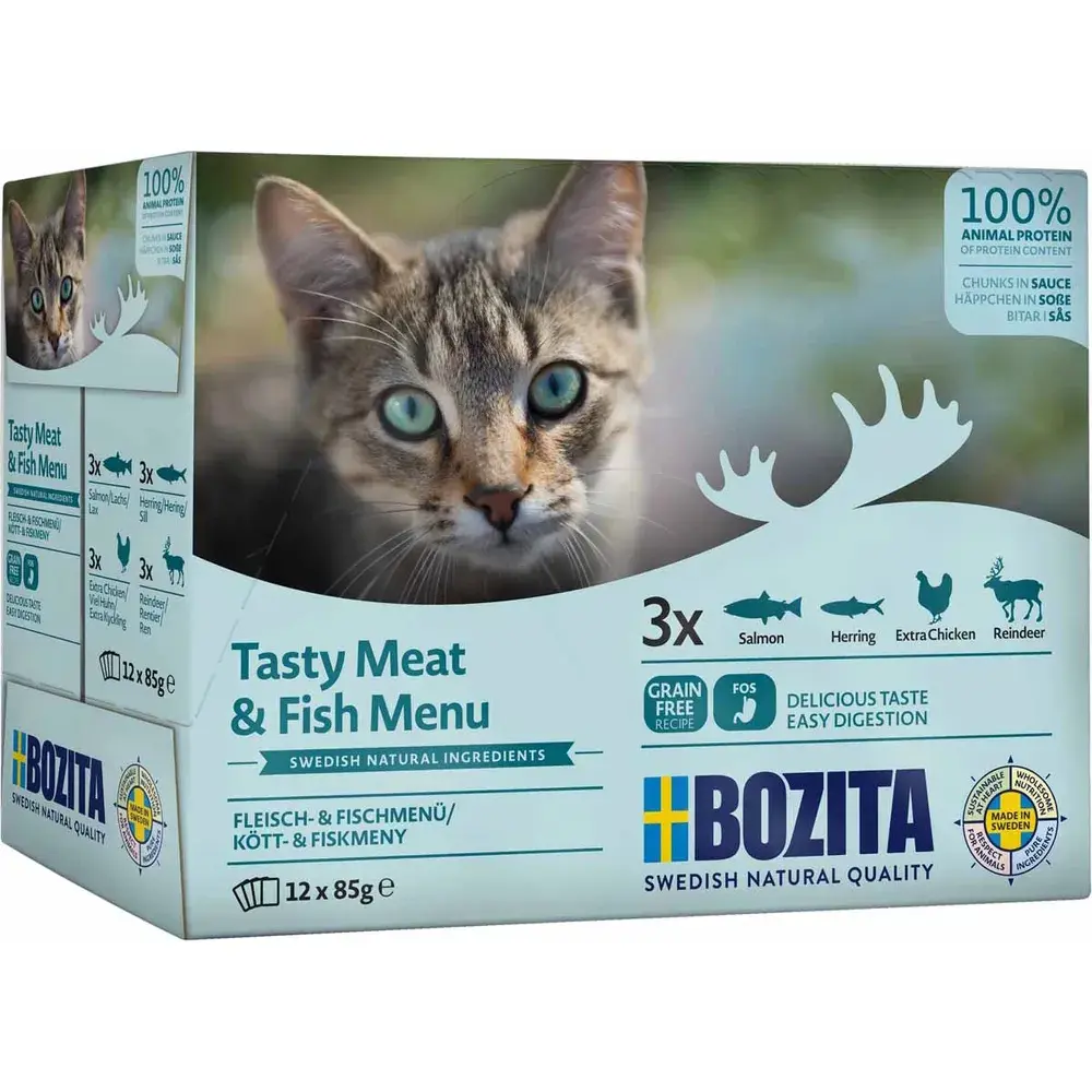 Bozita Feline Meat & Fish In Sauce Multibox - Katt i Norge, katters favorittbutikk