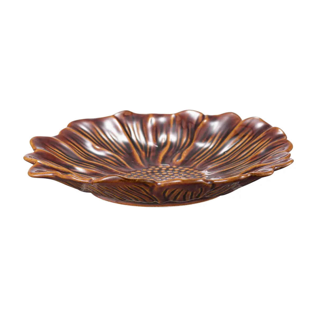 Tallerken Bloom flower 20cm Cognac