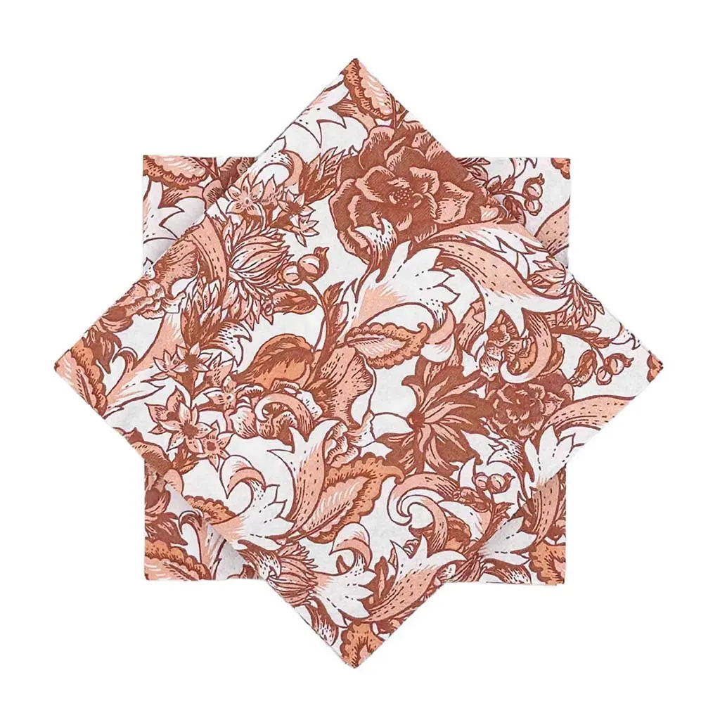 Serviett Nostalgic flowers brun