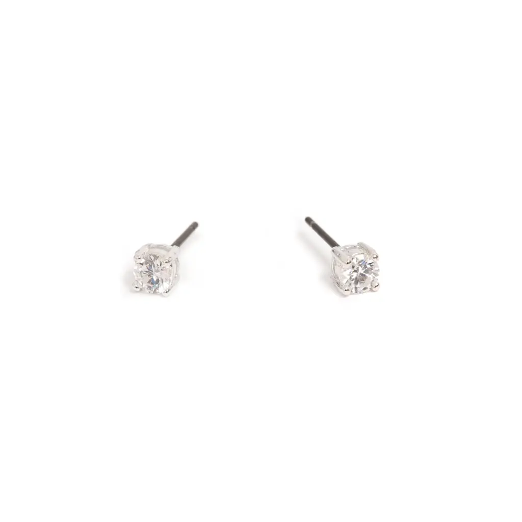 Øredobber, Cubic Zirconia, 4 mm, Sølv