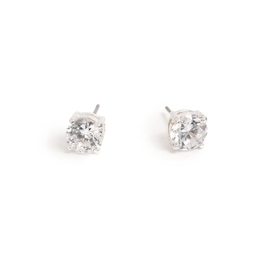Øredobber, Cubic Zirconia, 8 mm, Sølv