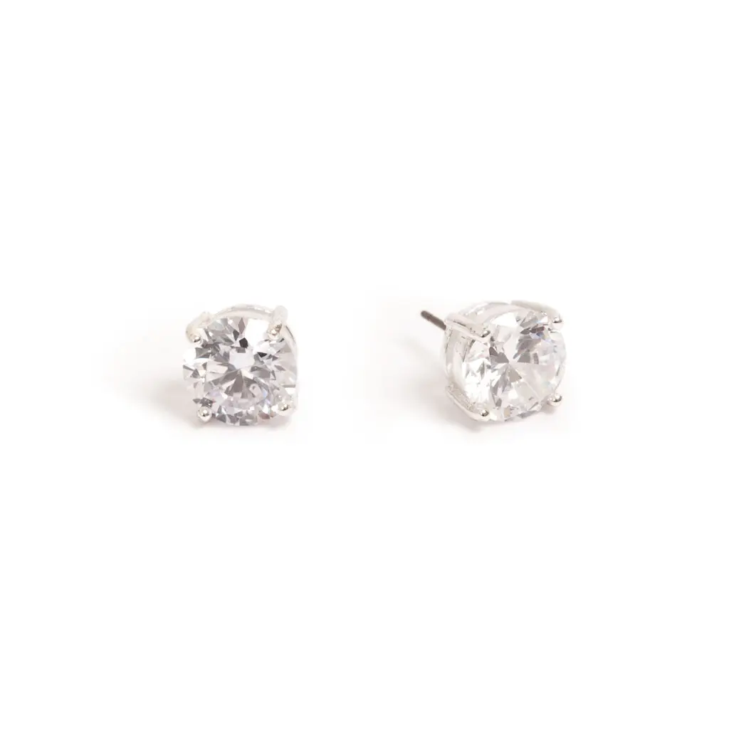 Øredobber, Cubic Zirconia, 10 mm, Sølv