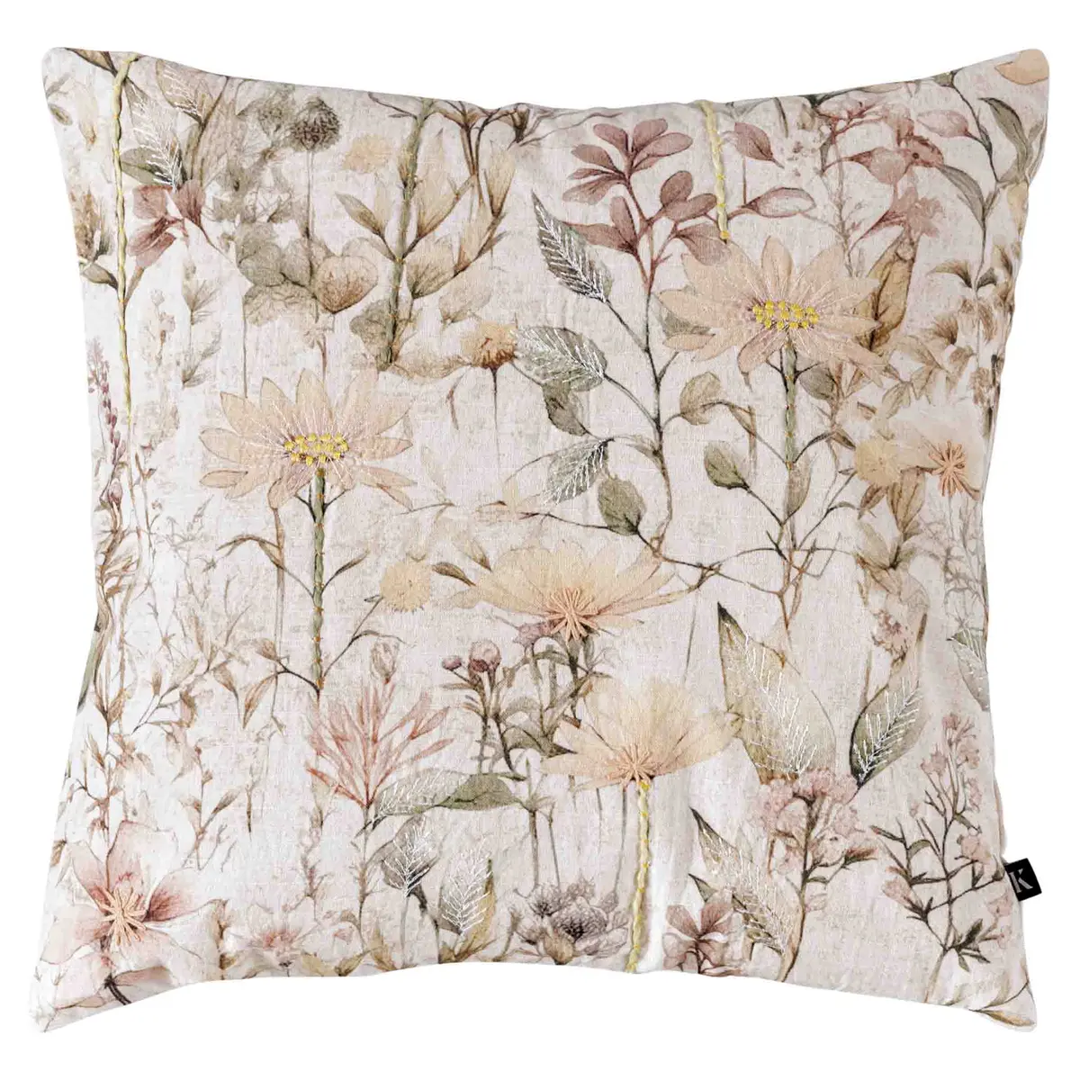 Putetrekk Stilkblomster broderi 48x48cm