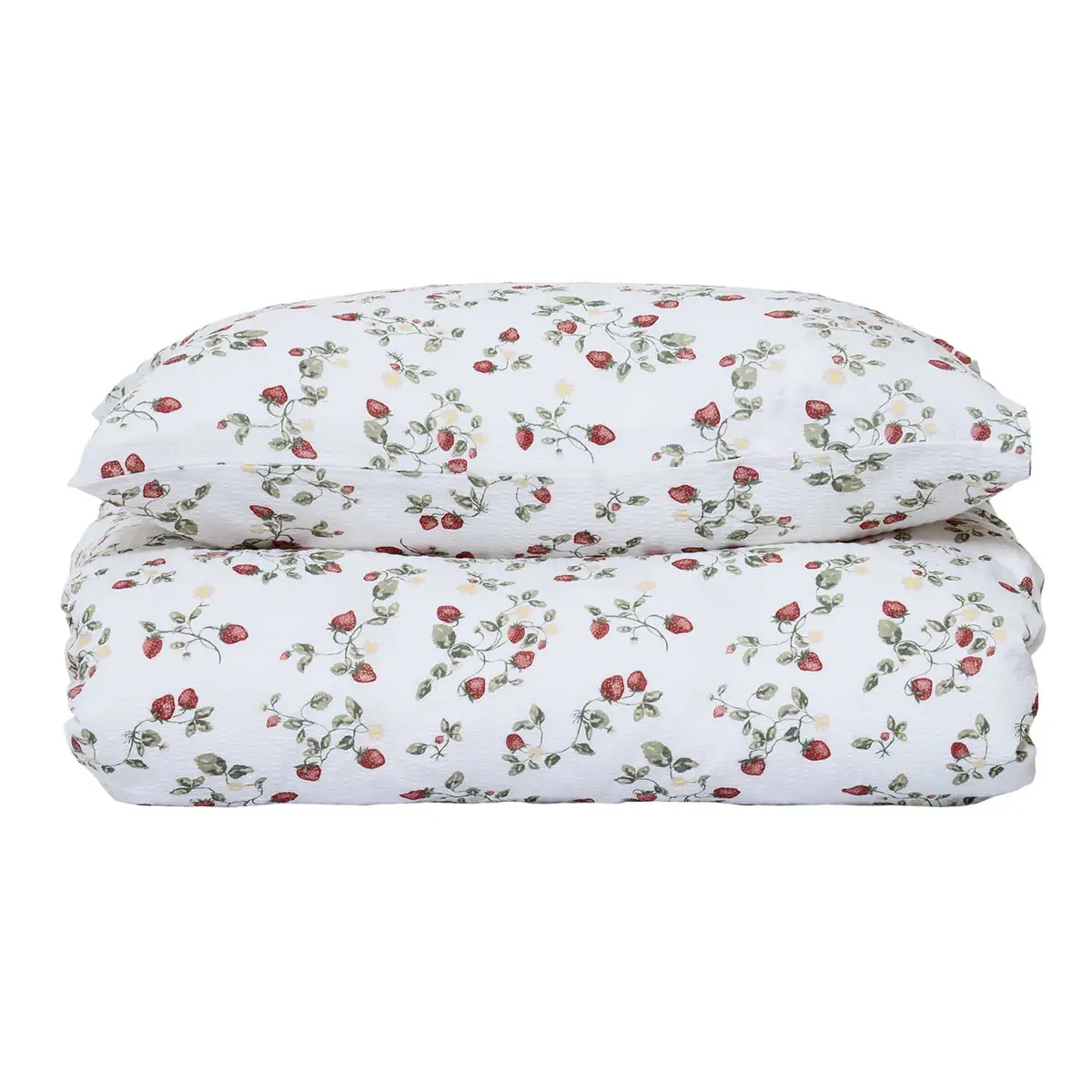 Sengesett krepp Strawberries 140x220 cm