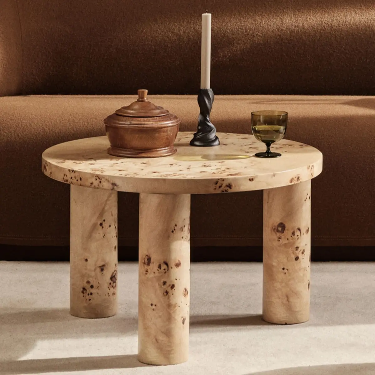 Sofabord Post Burl Veneer