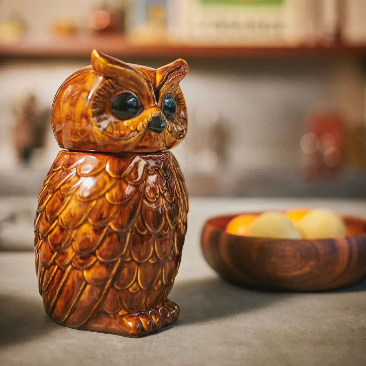 Ceramic owl jar roasted