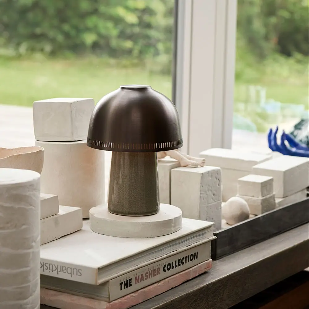 Raku Oppladbar Lampe SH8 Beige Grey & Bronzed