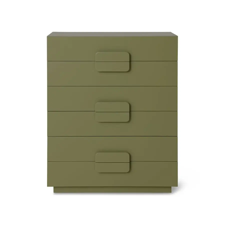 Spacious drawer cabinet army green