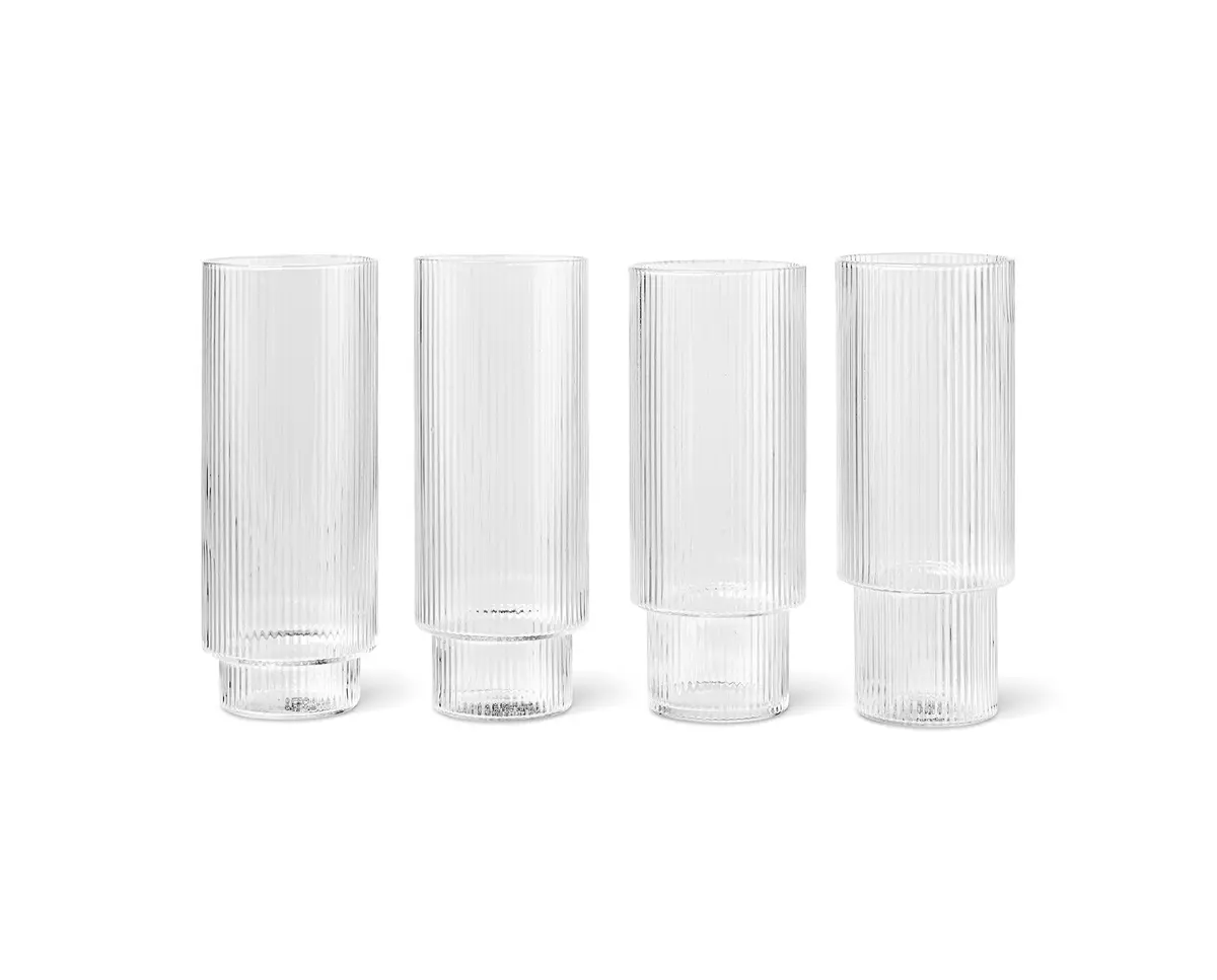 Ripple Long Drink Glass 4-Pakning