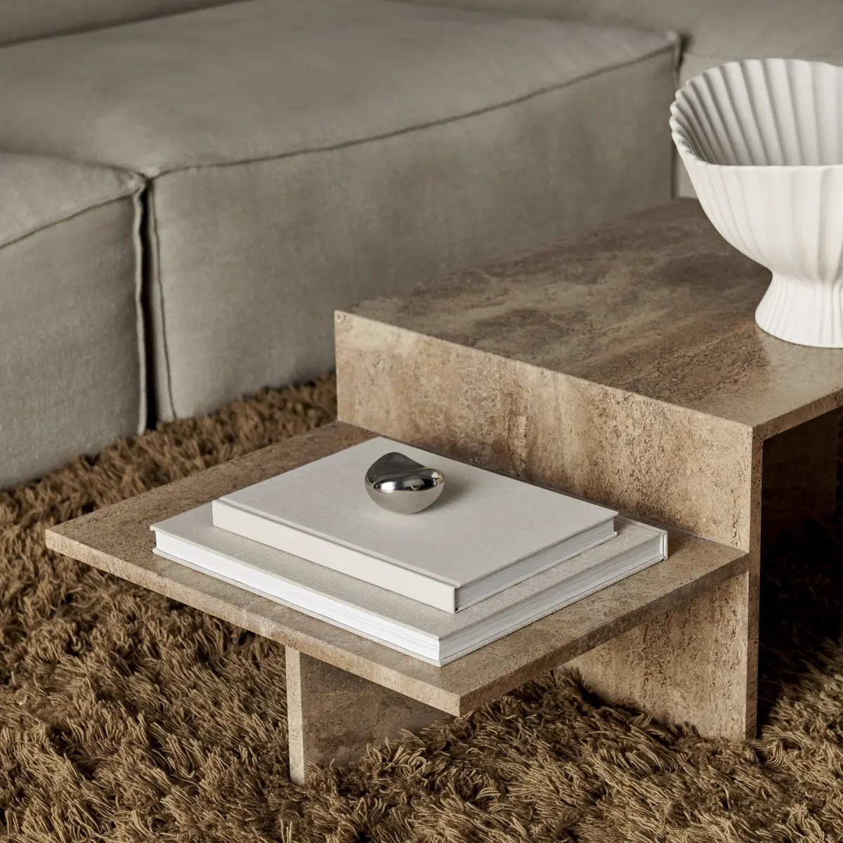 Distinct Sofabord Mørkebrun Travertine
