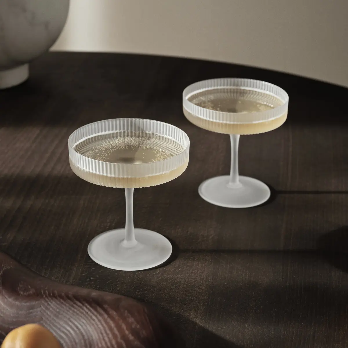2 stk | Champagneglass Ripple Frosted