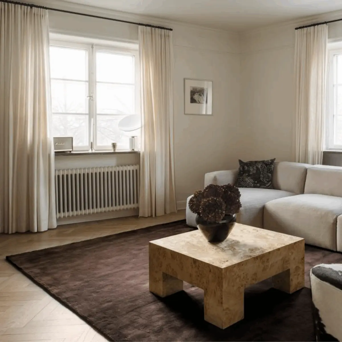 Gulvteppe Solid Wool Chicory Coffee