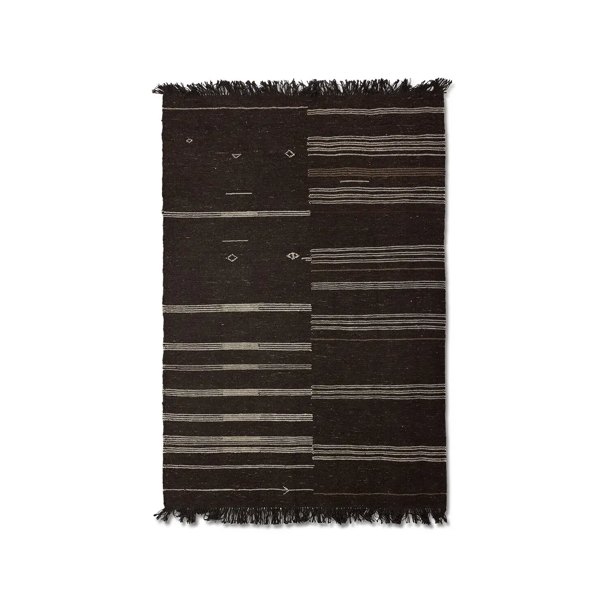 Striped woolen kelim brown (150x240cm)