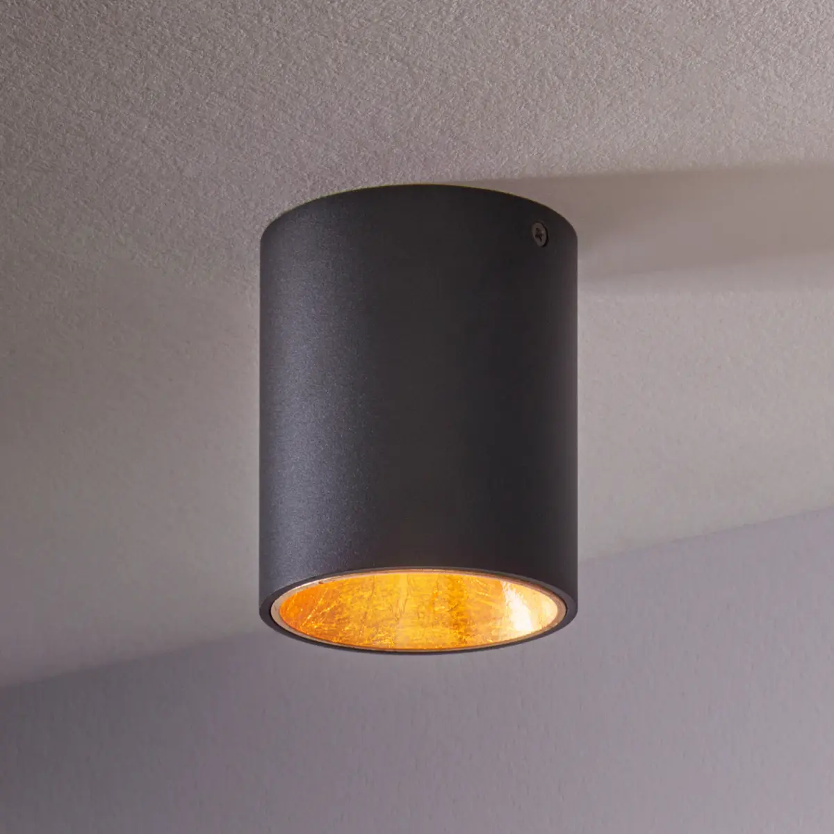 LED-taklampe Polasso rund, svart-gull