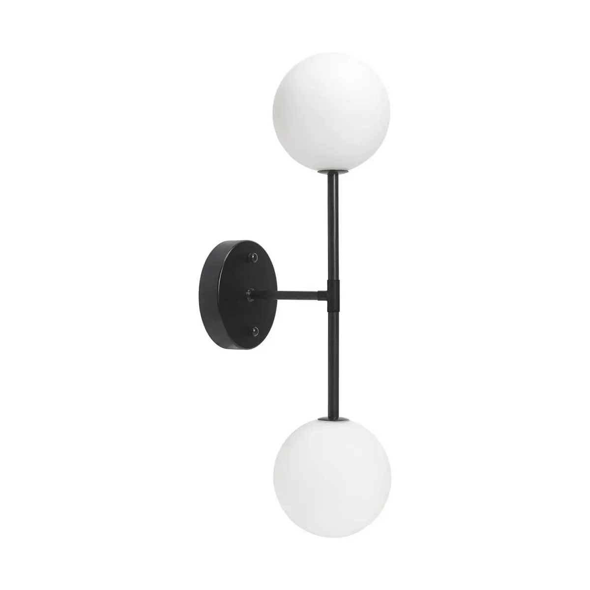 PR Home Sigma D vegglampe, svart/opal, 2 lyskilder, 49 cm glass