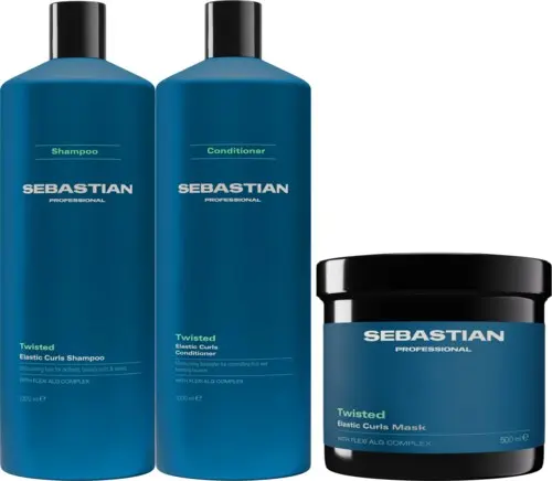 Sebastian Professional Twisted Bundle Elastic Curls Shampoo 1000 ml & Conditioner 1000 ml & Mask 500 ml
