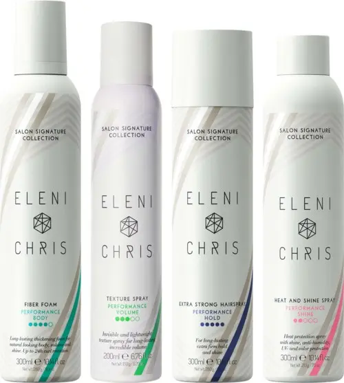Eleni&Chris Bundle Fiber Foam 300 ml & Hairspray 300 ml & Heat Spray 300 ml & Texture Spray 300 ml