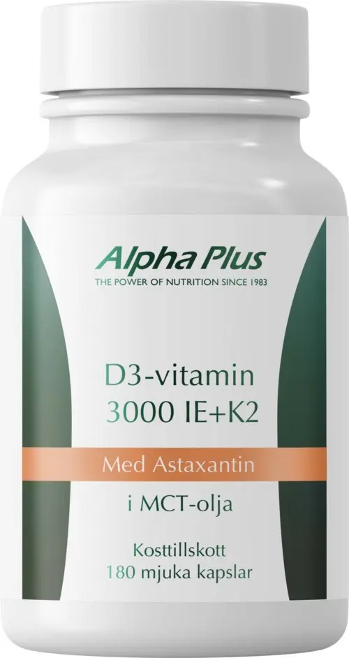 Alpha Plus D3-vitamin 3000 IE + K2 180 Soft Caps