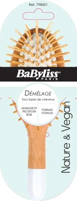 Babyliss Paddelborste trä/vit medium  